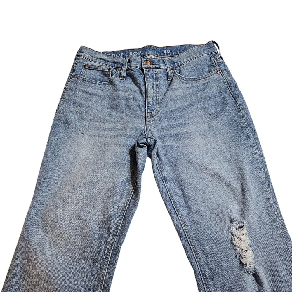 J. Crew Women's Billie Demi Boot Crop Re-Imagined Jeans Distressed Light Wash 30
